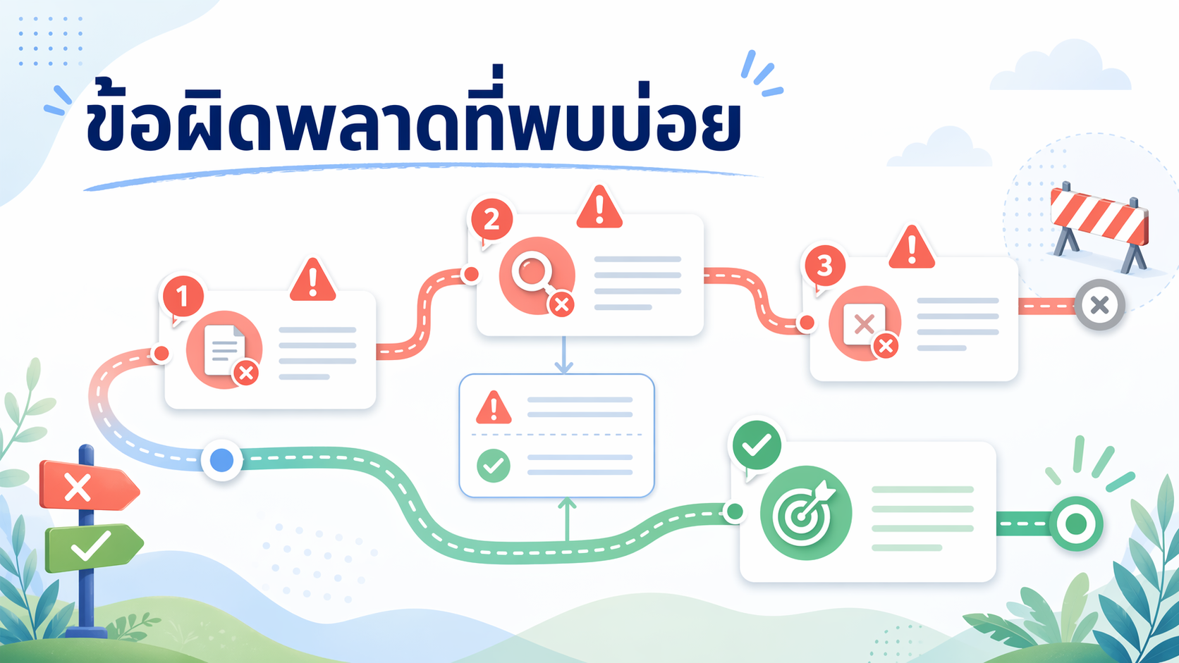 ภาพประกอบอินโฟกราฟิก ข้อผิดพลาดที่พบบ่อย